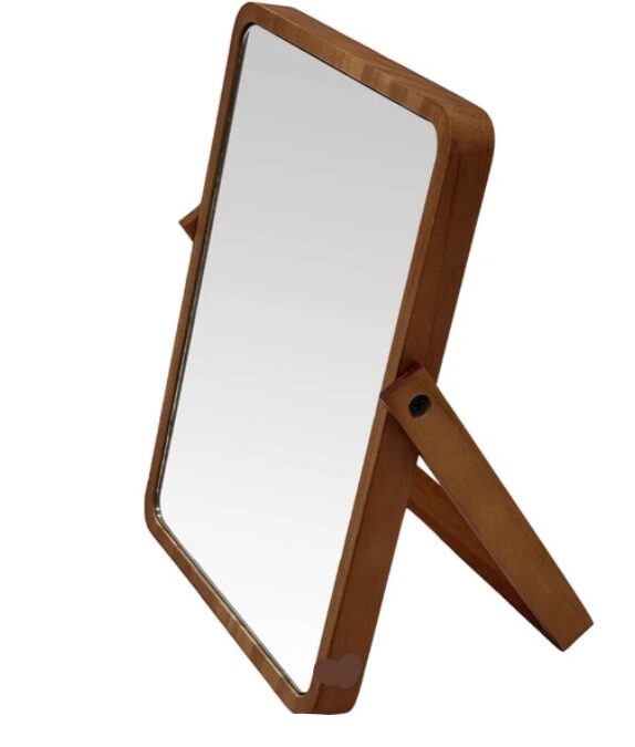 Wooden Tabletop Swivel Mirror
