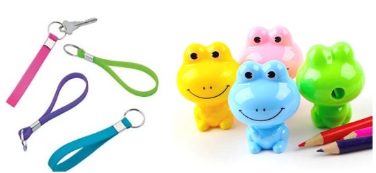 Frog Pencil Sharpener or Rubber Bracelet Key Chain